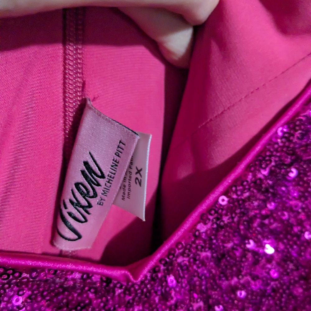 Vixen by Micheline Pitt Fuchsia Sequin Midi Dress - Picture 3 of 3